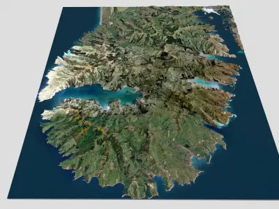 Island Banks Peninsula New Zeland 3D model