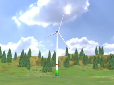 Wind Turbine E82 H-162 RD 162m Animation and Foundation 3D model
