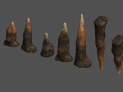 Stalagmite Set - Red Rock 3D model