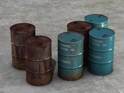 oil barrel set 01 Free low-poly 3D model
