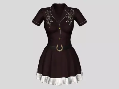 Female Mini Cowgirl Dress Low-poly 3D model