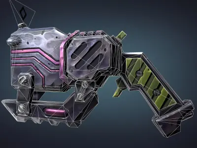 Cyber pistol Low-poly 3D model