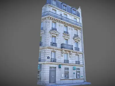 Paris building facade 01 Low-poly 3D model