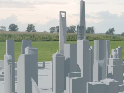 city and the road Low-poly 3D model