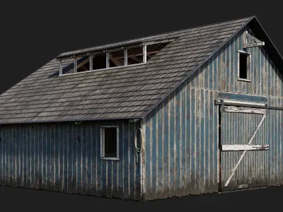 09-10-11-12  - Farm Buildings 4K PBR GameReady Low-poly 3D model