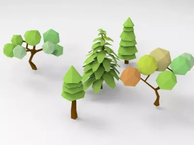 low-poly tree bundle  Low-poly 3D model
