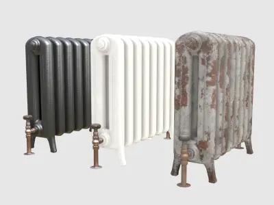 Game-ready radiator- 3 different materials 3D Model Pack