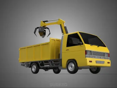 TRUCK HYDRAULIC CRANE GRAPPLE ARM SKIP BIN WASTE RECYCLE PICK UP 3D model