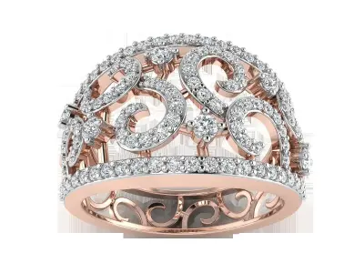 Light Weight Rose Gold Diamond Ring  -EZ R-289 3D print model