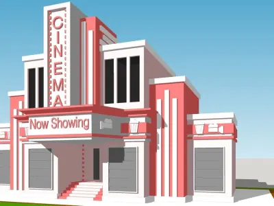Cinema - Building Low-poly 3D model