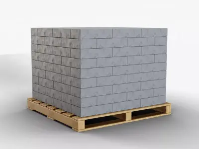 Wooden Pallet with Bricks 5 3D model