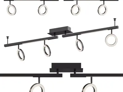  Cardillio 2 LED downlight black with four rings 3D model