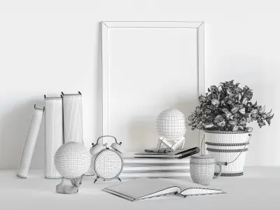 Moon Light Lamp Bedroom Decorative Set 01 3D model