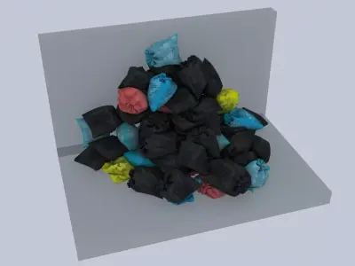 Textured Garbage Bags Pile in a wall 3D model