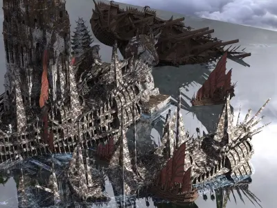 Ship wrecked Pirate City Towers Kit bash 3D model