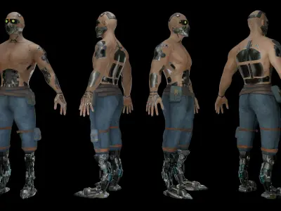 Cyberpunk Samurai Character Low-poly 3D model