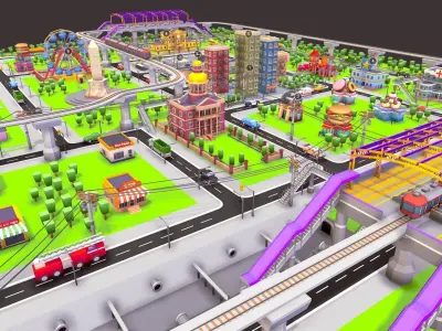 City Set - Low Poly Pack Low-poly 3D model