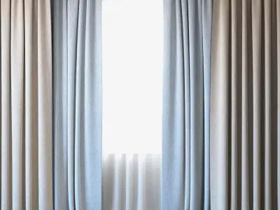 Curtains 08 Canvas curtains and tulle 3D model