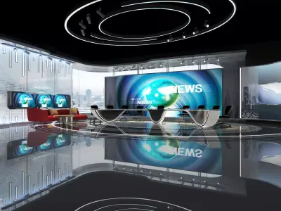 Virtual Broadcast Studio Low-poly 3D model