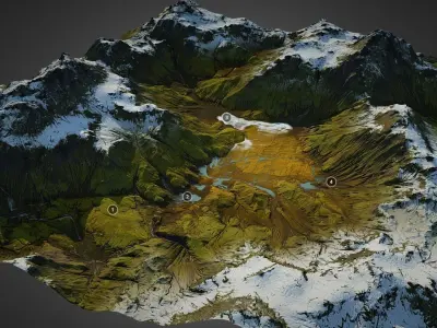 Iceland landscape - World Machine Low-poly 3D model