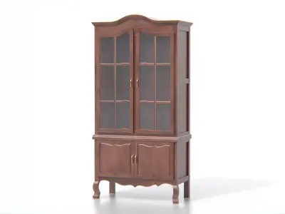 Antique Wooden Display Cabinet 02 Low-poly 3D model