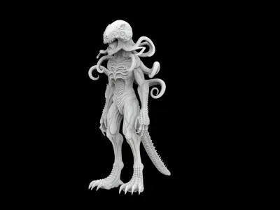 Alien Monster 3D Print Model Bipedal Sci-Fi Creature 3D print model