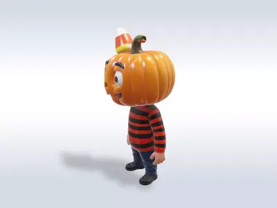 Cheerful Pumpkin Boy Halloween Character 3D model