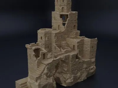 Ruined Old Castle Tabletop Terrain 28 mm 3D print model