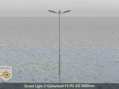 Street Light 3 Galvanized F3 M1 K0 5000mm Low-poly 3D model