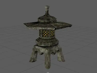 Japanese Maru Yakimi Lantern Low-poly 3D model