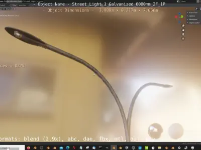 Street Light 1 Galvanized 6000mm 2F 1P Low-poly 3D model