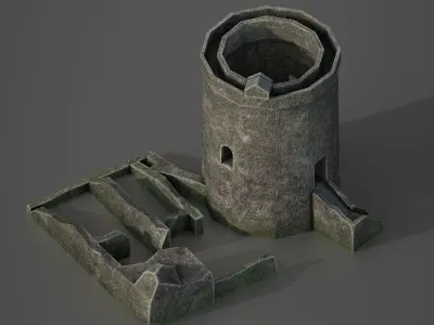 Orchardton Tower Low-poly 3D model
