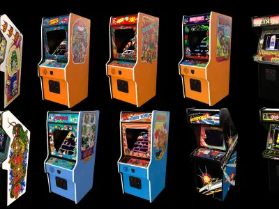 30 Arcade Cabinets 20 Stools 6 Carpets Mega Collection 3D model