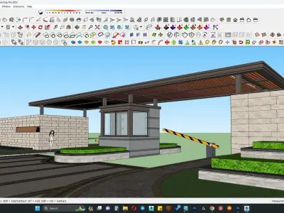 GATE HOUSE WITH BOUNDARY BOX 3D model