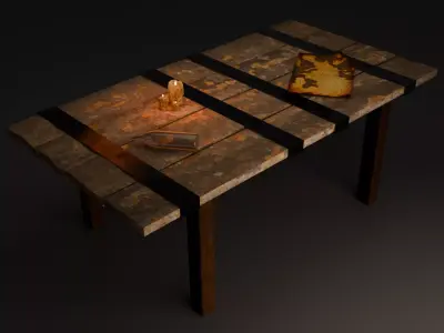 Medieval Table Low-poly 3D model order