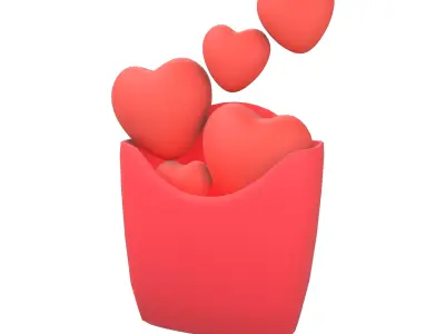 Heart French Fries Packaging Icon v1 001 Low-poly 3D model
