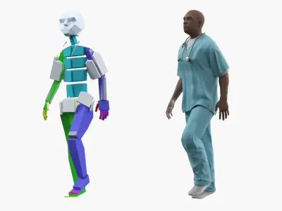  Black Health Care Worker in Overalls Rigged 