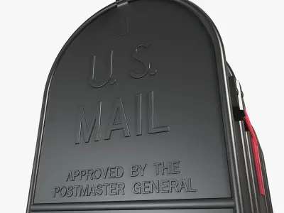 Mailbox with flag 3D model