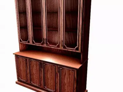 Buffet wooden cabinet with glass doors 3D model