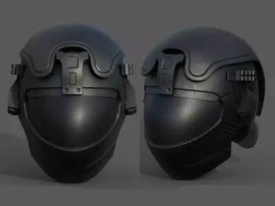 Helmet scifi military futuristic technology cyborg fantasy  Low-poly 3D model