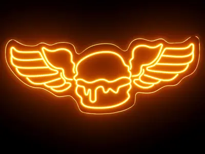 Burger Neon Sign 3D model