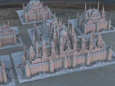 Fantasy Castle Persian collection kit bash 3D model