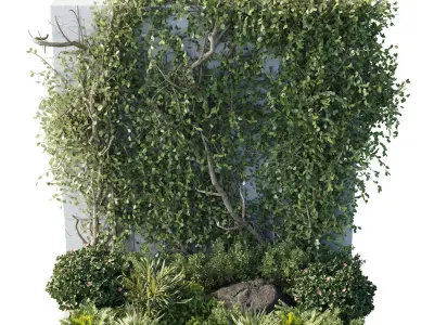 Garden ivy of Plants shrubs and palm tree - outdoor garden Low-poly 3D model