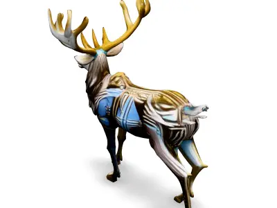 Mechanical Golden Deer 3D Model Low-poly 3D model