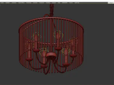 Round Chandelier Lighting Minimalist 6 Head Clear Crystal Low-poly 3D model