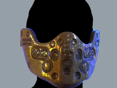 Gas mask helmet 3d model scifi Low-poly Low-poly 3D model 31