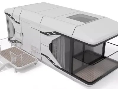 Capsule Modular One-Room House Low-poly 3D model