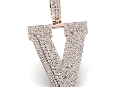 Alphabet Latter V Diamond Pendent 3D print model