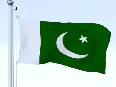 Animated Pakistan Flag Low-poly 3D model