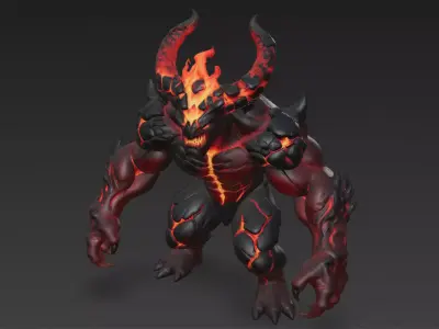 Lava Horned Monster 3D Model Variant 3D model